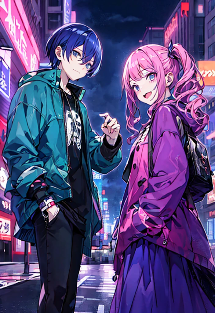Anime characters standing on city streets,The background is the building, style of anime 4 k, best anime 4k konachan wallpapers, 2 d style of anime, anime wallpaper4k, anime wallpaper4K, 4kanime wallpaper, style of anime. 8K, High quality anime art style, Girly frontline style, modern style of anime, hd anime wallpaper, anime wallpaper