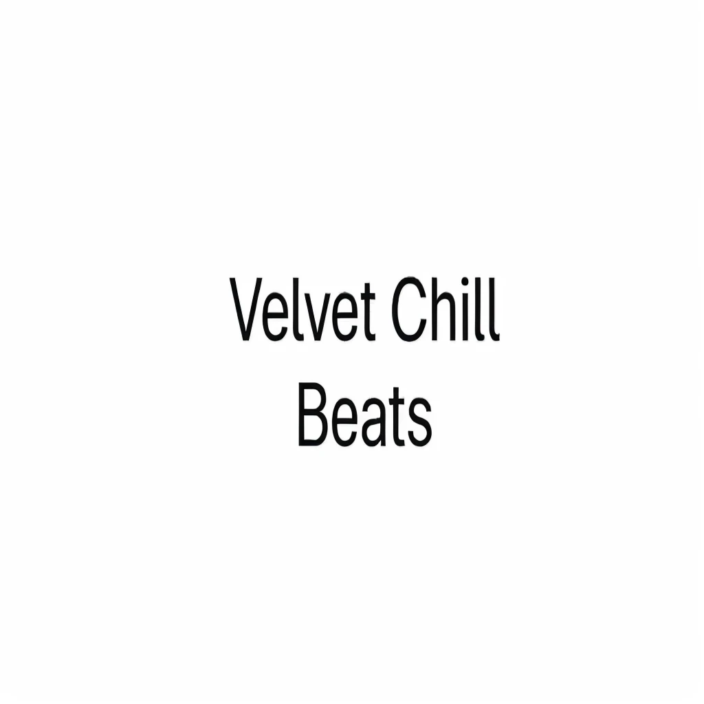 a close up of a gradient blue and pink with a black text with white fill that reads velvet chill beats, in a center position,, 1024x1024, promo art, chill,