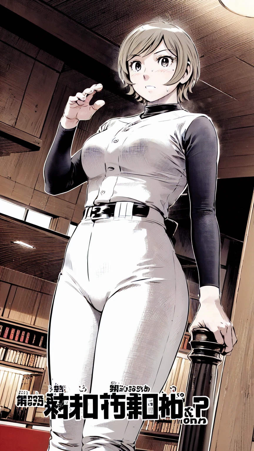 (野球uniform:1.2),
Blonde Hair, (short hair:1.2),Long sleeve, Black Shirt, turtleneck,White trousers、uniform、Black belt、((Illustration of people))、Big Boobs、
View Audience,, (Highest quality:1.3),One Girl, White pants、uniform、Outdoor、baseball ground、ground、soil、blue eyes、Tight black shirt、(masterpiece、Highest quality)、Highest quality, Ultra-high resolution, (((masterpiece))), alone, Sweat、Big eyes、Big Breasts、One Girl, Front view、Embarrassed face、Bronze colored hair、((short hair))、Stand up straight