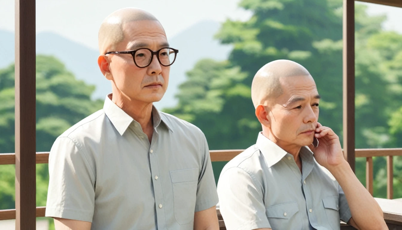 Illustration of heat stroke prevention、uncle、Shaved head