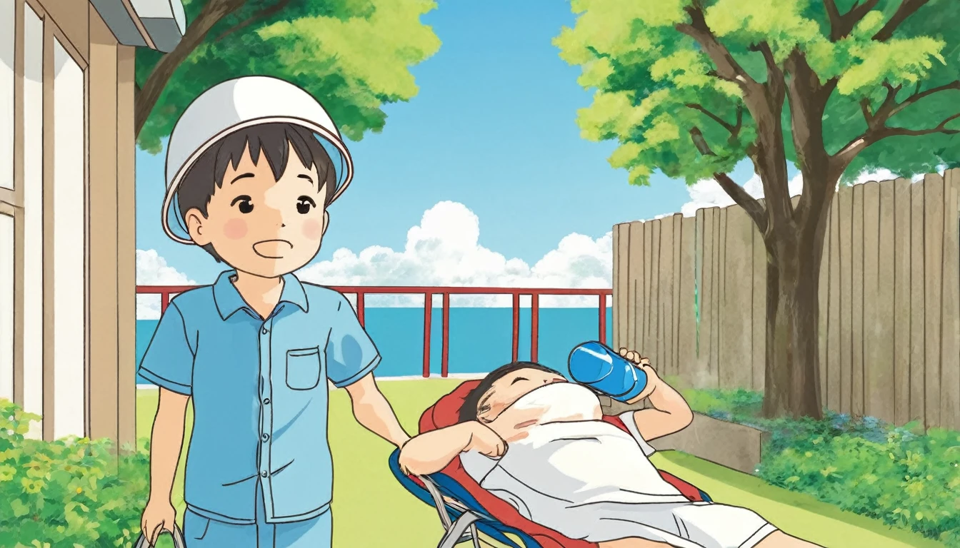 Illustration of heat stroke prevention、Boy