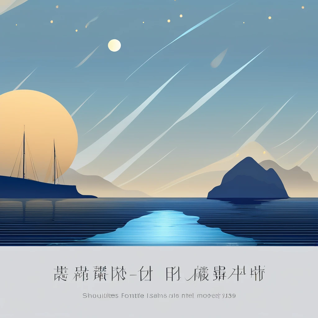 Under the gentle glow of the full moon, The calm sea stretches to the horizon. The moonlight casts a silvery glow on the gentle ripples on the water., Creates a shimmering path that appears to lead to the moon itself. Gentle waves crash on the shore, Whispering secrets in the night. In the distance, Silhouettes of small islands and rocks break the smooth lines of the horizon. The sky is clear, Stars studded like diamonds. This calm night view of the sea、It exudes a calm and quiet beauty., Inviting contemplation and a sense of wonder.