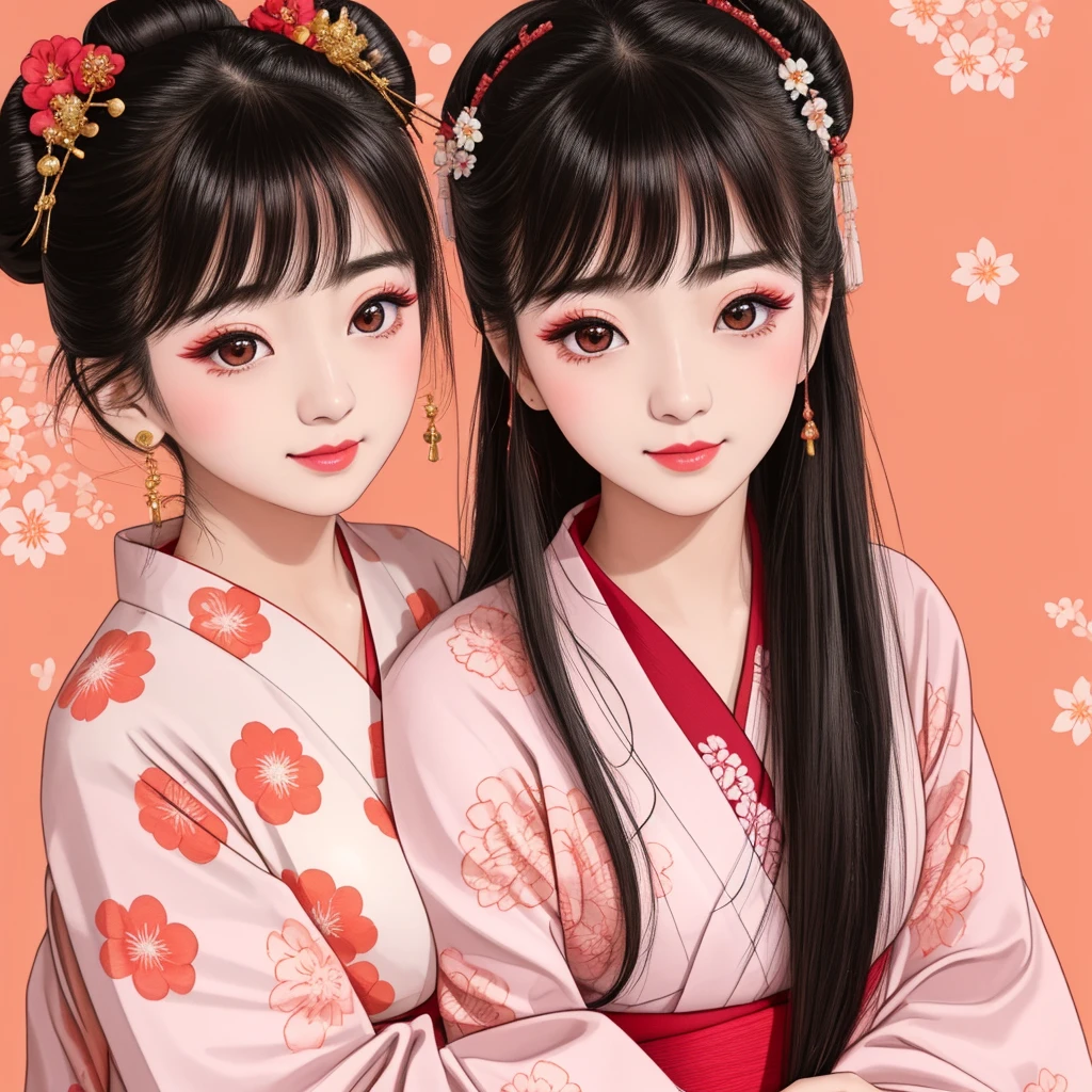 Each has a different expression2People and sisters、(2 girls)、⦅Dancing traditional arts with grace)、((Big Breasts、Small Face、Not exposed))、Highest quality、masterpiece、(Black Hair、Bun Hair)、Brown Eyes、⦅Wide angle、Angle from above the waist、雑誌の表紙のPause、Their gazes are different, staring into the distance⦆、(8K High Quality、masterpiece、High resolution、Realistic and beautiful light and shadow、(Highest quality)、(High Resolution)、(Very delicate and beautiful)、(Beautiful 8k face)、(With a smile、Beautiful eyes)、(Clear skin)、(Soft hair)、(8Head to Body)、(A Japanese style yukata kimono with red, pink and orange floral patterns on a white background, interspersed with gold powder、Wearing a yukata2Beautiful Japanese girls)、((Tanabata decoration background))、((Small Face))、(arms up)、Thin and small nose、(Red lipstick)、(Make your cheeks red)、(Glossy skin)、((Ink painting style))、Very thin eyebrows、Overall ultra-high image quality、(She is wearing maiko-style makeup.)、Whitening、Long and beautiful eyelashes、Glowing Skin、(Red cheeks),Straight nose、masterpiece、Highest quality、whole body、 Eyebrows visible through hair、Bun Hair、Grin、Gal、コGal、Viewer's Eyes、Plaid、Stylish、woman、fine、Pause、
Waiting to start
