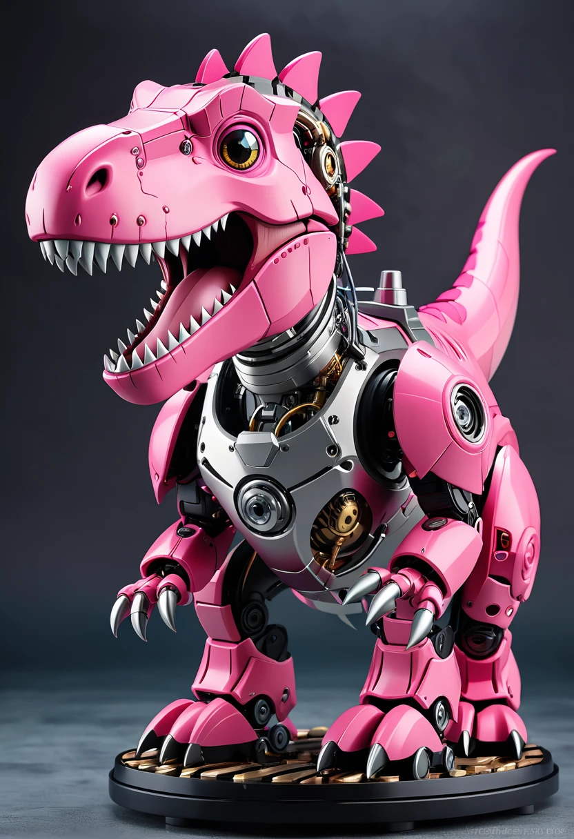 Cute pink mechanical Tyrannosaurus Rex