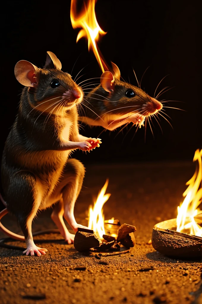 Fetish mouse plays with fire
