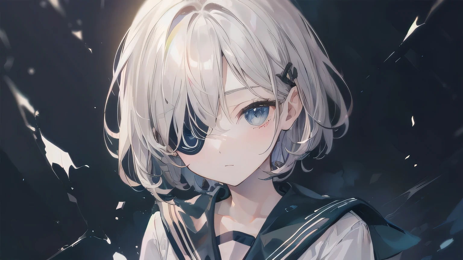 Highest quality, Anime Moe Art Style,Best Anime 8K Konachan Wallpaper,pixiv contest winners,Perfect Anatomy, (Please draw a girl walking sleepily to school... ),break, 1 girl, (alone,,,:1.3),high school student, short hair, amount, (Hair above one eye:1.9),All limbs, Full Finger,Medium chest, Between the legs, Small eyes,accurate black eyes, Hair Clip, (Black Sailor Suit:1.5),(school uniform:1.5) skirt,On the way to school. break,Very detailed,High resolution,Ultra-dense skin, Professional Lighting,8k eye detail, (Cute illustrations:1.2),Black Hair、Expressionless,(Hair on one eye:1.5)、Thighs、whole body