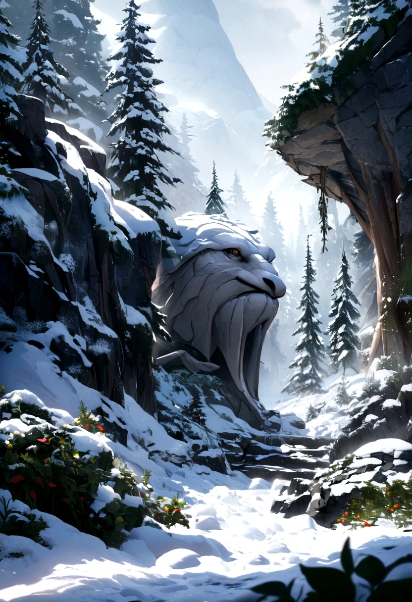 in the winter,heavy snow,Snow Scene,rhyme,Close-up cleavage,Sunlight,mist,Tyndall effect,Ultrafine,masterpiece,8K,Depth of Field,Extremely detailed,Detailed depiction,Hyper-photorealism,Surrealism