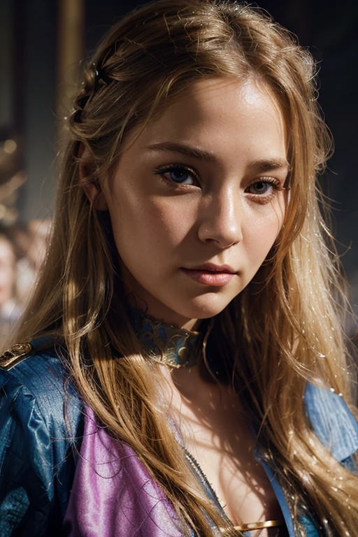 A close-up of a woman with long blonde hair holding a cell phone, inspired by Magali Villeneuve, fantasy art portrait, fantasy portrait art, detailed matte fantasy portrait, Alice X. Zhang, fantasy portrait, epic fantasy art portrait, beautiful fantasy art portrait, Magali Villeneuve', artista grafica Magali Villeneuve, fantasy genre portrait, Epic fantasy digital art style.