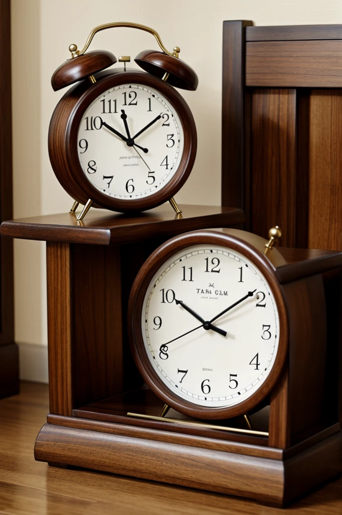 Person looking at a traditional alarm clock or table clock]