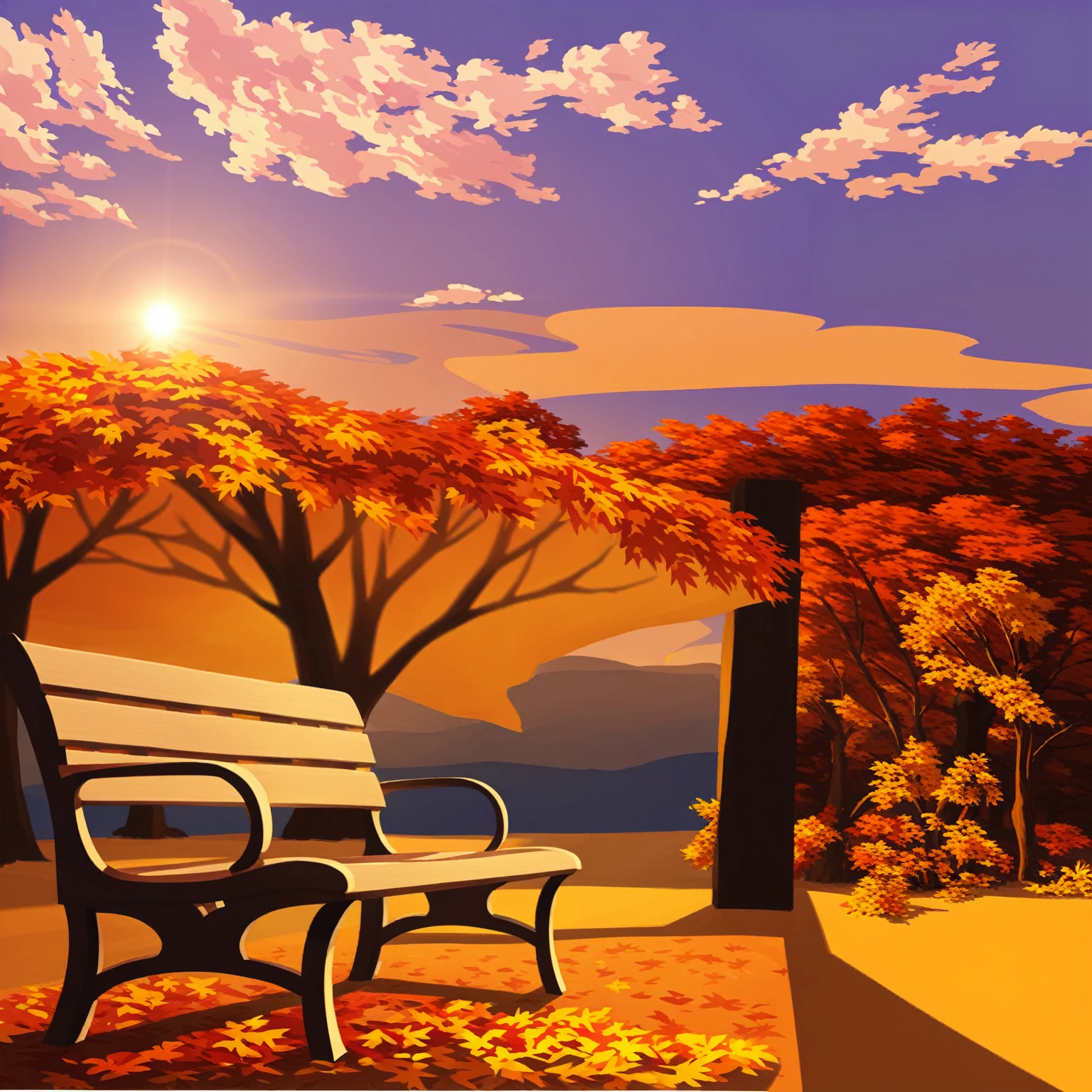 (Highest quality, High resolution), Vibrant colors,Low - Angle,
(古びたwood製のベンチ:1.3),Fascinating and enchanting autumn scenery. Warm earth tones, Soft and natural lighting.Autumn leaves background, Vibrant colorsの葉, The golden leaves gently fall, wood々Warm sunlight shining in from between, Peaceful and calm atmosphere, Soft rays of light illuminating the scene, The sound of rustling leaves, Fresh, cool air, Textured bark, A carpet of fallen leaves on the ground, Quiet and picturesque setting, Natural beauty in full bloom,