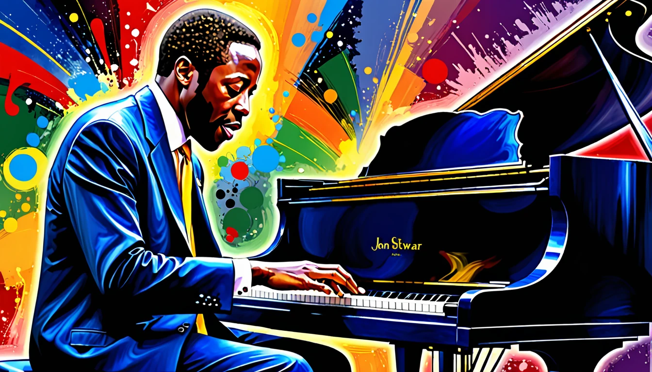  Energetic jazz pianist,   Digital Paint, A wonderful composition!!!,  Featured Art,  Digital Art, Inspired by John Stewart Curry,