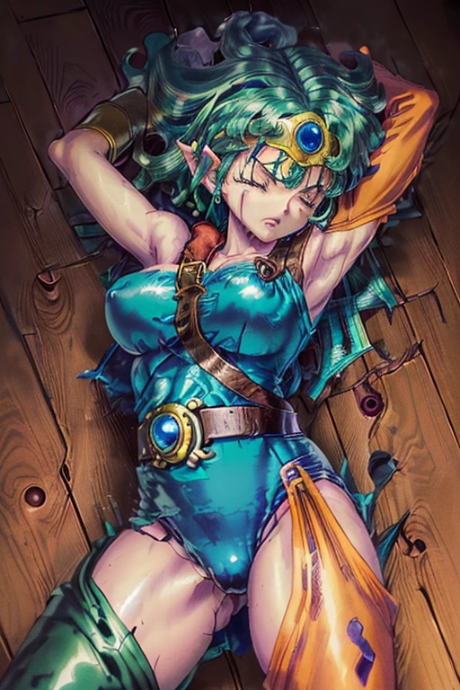(((Dragon Quest 3 Costume)))、(((Female Hero)))、(((Almost dead)))、(((hang)))、(((suffering)))、(((Your clothes are torn)))、((Make the most of your original images))、((It is violently destroyed))、(((cadaver)))、(((Hanging)))、(((Weaknesses)))、((Bloodstained))、((Stockings are torn))、((Best image quality、8K))、Ultra-high resolution、(((Something sticky is clinging to me)))、(((The shield I was holding was broken)))