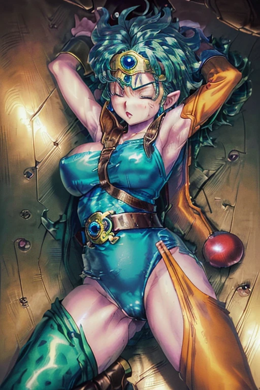 (((Dragon Quest 3 Costume)))、(((Female Hero)))、(((Almost dead)))、(((hang)))、(((suffering)))、(((Your clothes are torn)))、((Make the most of your original images))、((It is violently destroyed))、(((cadaver)))、(((Hanging)))、(((Weaknesses)))、((Bloodstained))、((Stockings are torn))、((Best image quality、8K))、Ultra-high resolution、(((Something sticky is clinging to me)))、(((The shield I was holding was broken)))