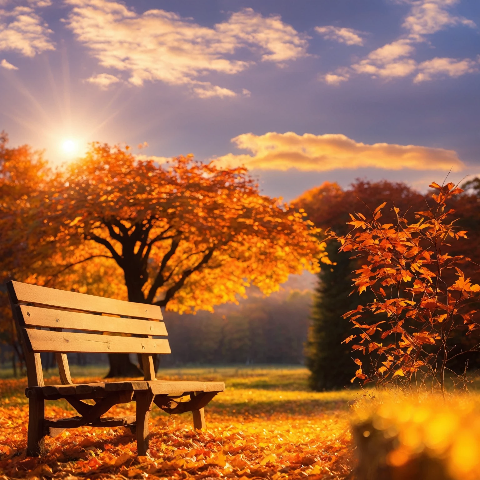 (Highest quality, High resolution), Vibrant colors,Low - Angle,

(古びたwood製のベンチ:1.3),Fascinating and enchanting autumn scenery. Warm earth tones, Soft and natural lighting.Autumn leaves background, Vibrant colorsの葉, The golden leaves gently fall, wood々Warm sunlight shining in from between, Peaceful and calm atmosphere, Soft rays of light illuminating the scene, The sound of rustling leaves, Fresh, cool air, Textured bark, A carpet of fallen leaves on the ground, Quiet and picturesque setting, Natural beauty in full bloom, 