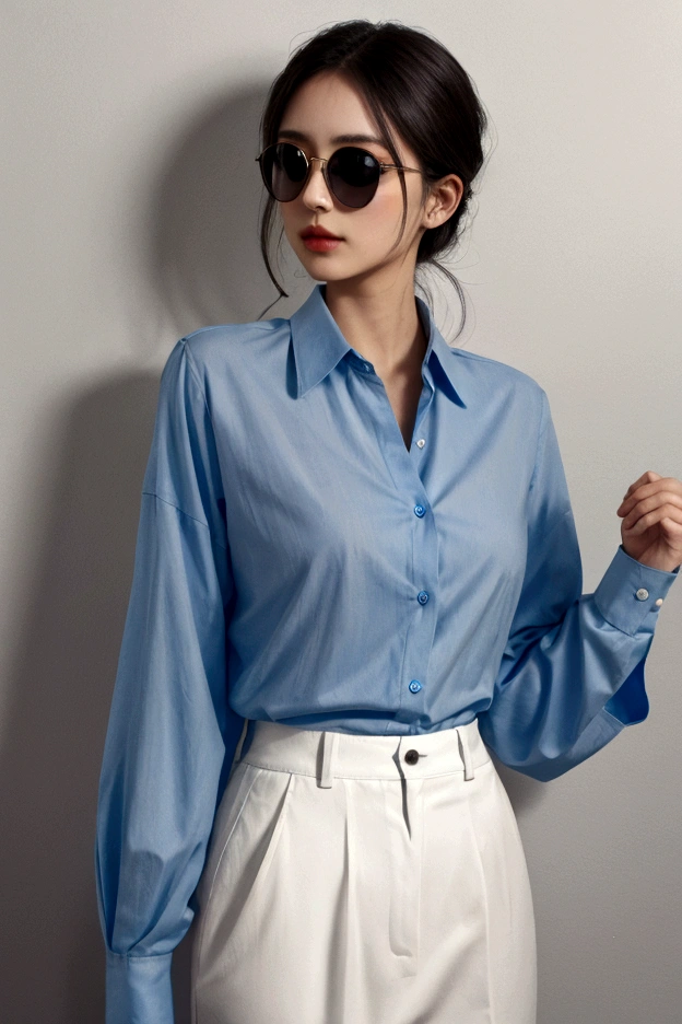Wearing a blue button down