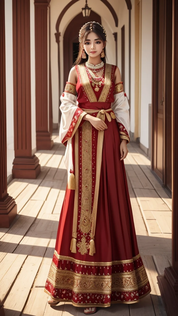 a beautiful girl, 24 year old,wearing traditional dress,dream girl image, full body image,realistic,8k resolution