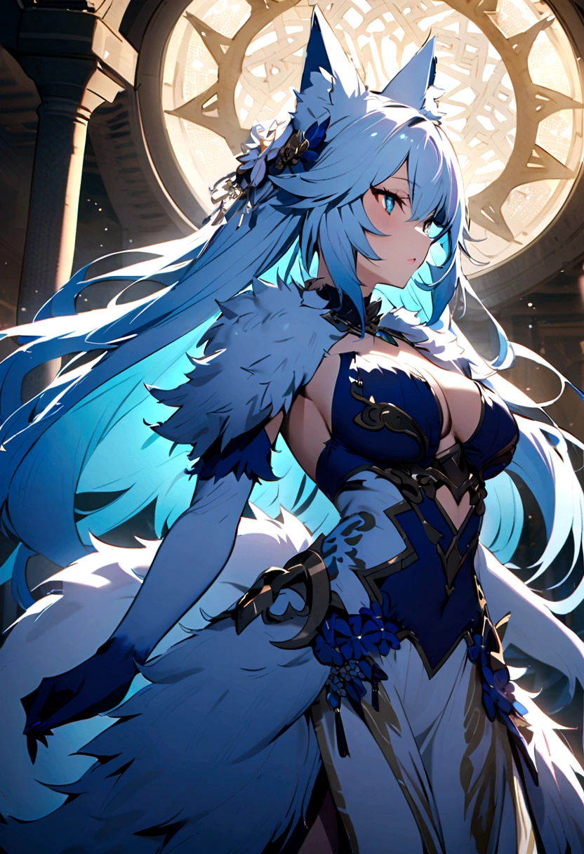 fox Light blue hair beast girl indigo fur fox beast girl