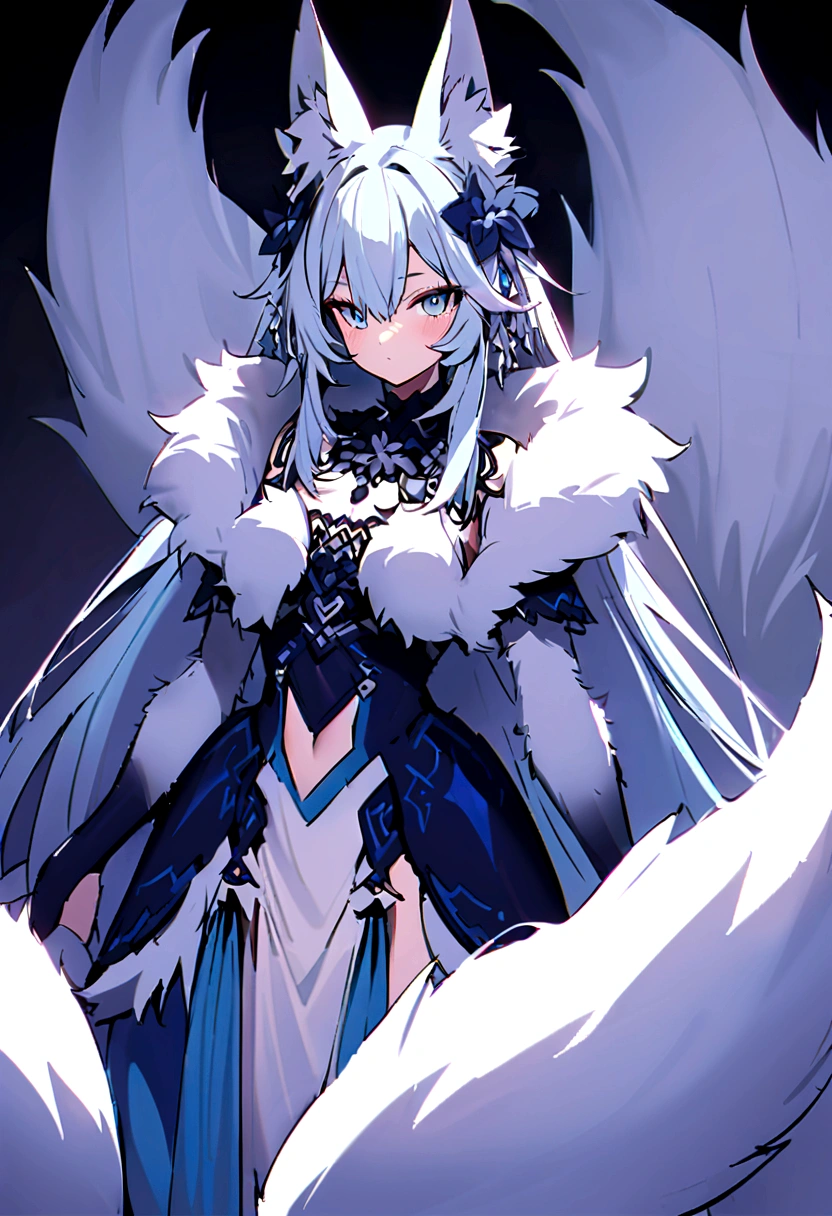fox Light blue hair beast girl indigo fur fox beast girl