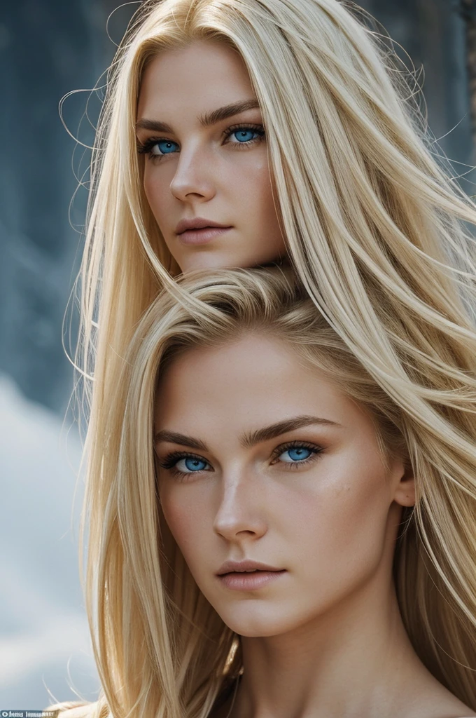 Height: 1.75m Hair: long, blonde and curvy.
Eyes: grises, cold and penetrating Skin: pale, with some visible scars from past battles.
 Facial features: Angular and marked, with a constant expression of determination