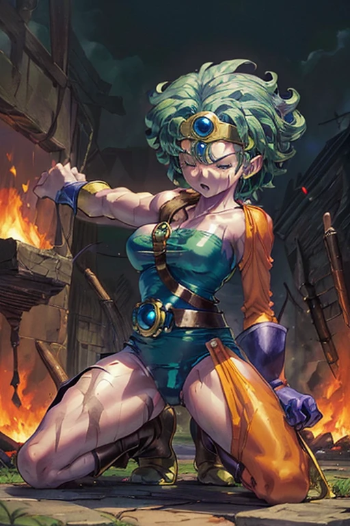 (((Dragon Quest 3 Costume)))、(((Female Hero)))、(((Almost dead)))、(((hang)))、(((suffering)))、(((Your clothes are torn)))、((Make the most of your original images))、((It is violently destroyed))、(((cadaver)))、(((Hanging)))、(((Weaknesses)))、((Bloodstained))、((Stockings are torn))、((Best image quality、8K))、Ultra-high resolution、(((Something sticky is clinging to me)))、(((be hit by a fire attack)))、(((Get down on one knee)))、(((There are many scars)))