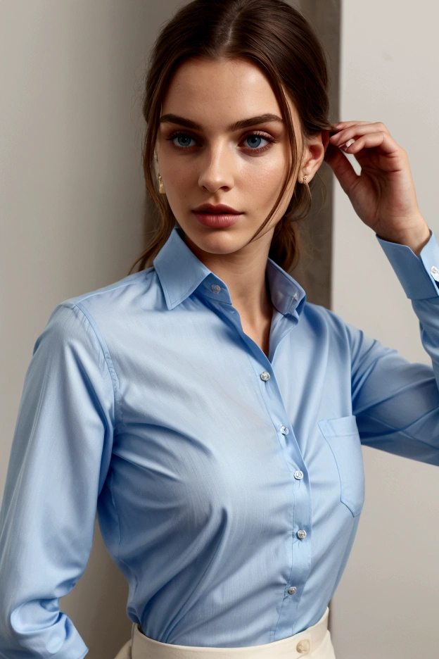 Wearing a blue button down