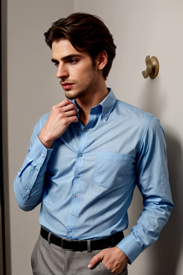 Wearing a blue button down