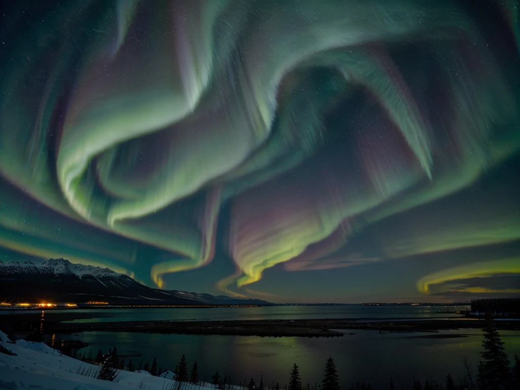 Aurora Borealis (Northern Lights), Scandinavia and Canada - A mesmerizing natural light display in the sky.