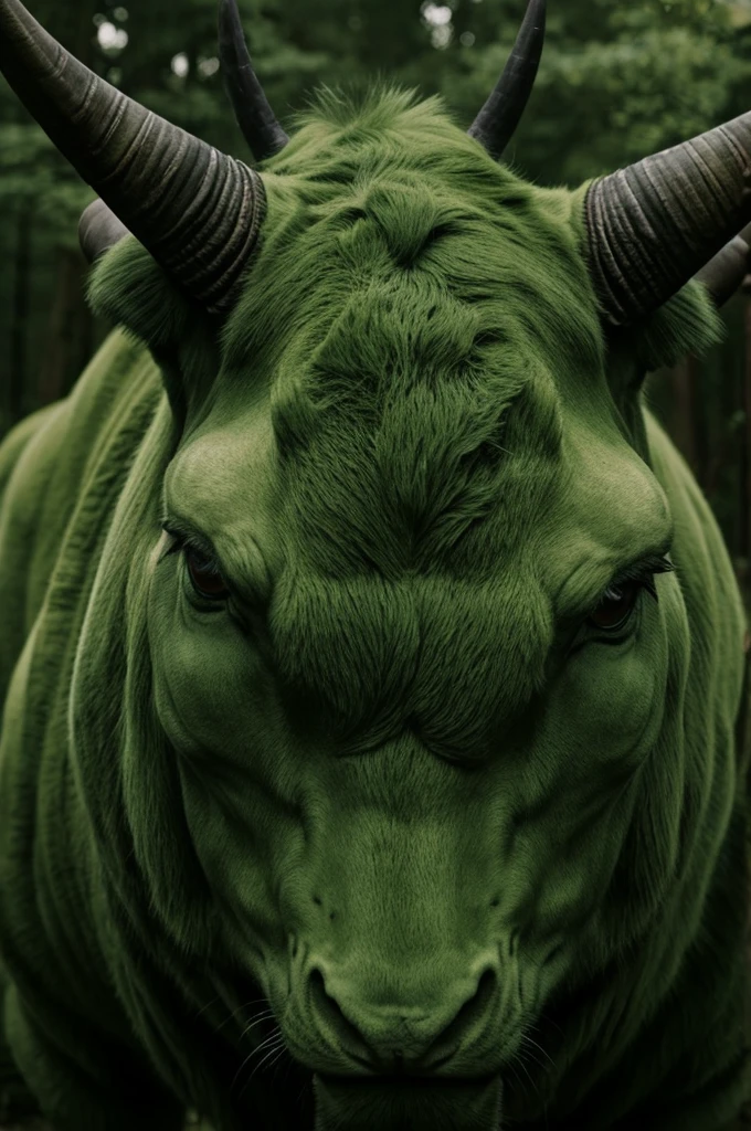 Big,human look alike,horns,green,one big eye 