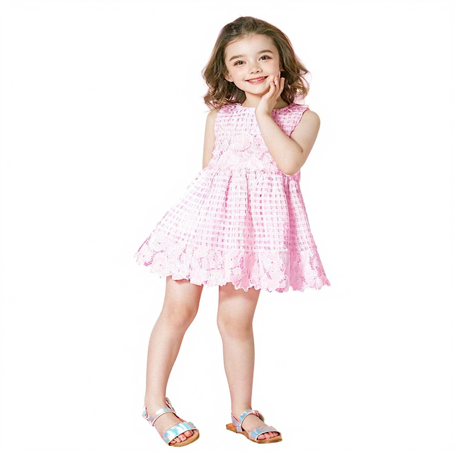 (Better image quality) a 6 year old girl in a dress ;very attractive image.