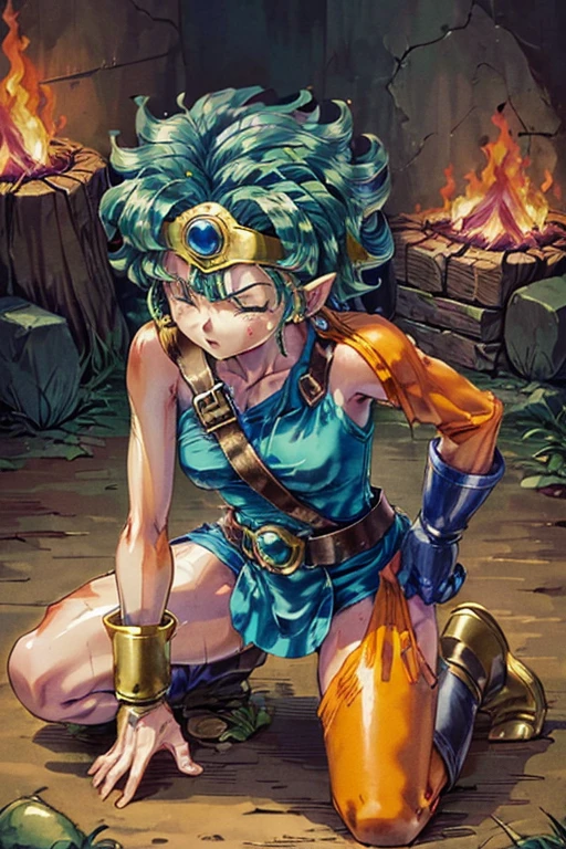 (((Dragon Quest 3 Costume)))、(((Female Hero)))、(((Almost dead)))、(((hang)))、(((suffering)))、(((Your clothes are torn)))、((Make the most of your original images))、((It is violently destroyed))、(((cadaver)))、(((Hanging)))、(((Weaknesses)))、((Bloodstained))、((Stockings are torn))、((Best image quality、8K))、Ultra-high resolution、(((Something sticky is clinging to me)))、(((be hit by a fire attack)))、(((Get down on one knee)))、(((There are many scars)))、(((Desperately endure)))、(((be hit hard)))、(((Fall down)))