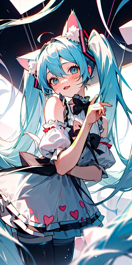 Cat Ears Long Half Twin Tails ta, Hatsune Miku,