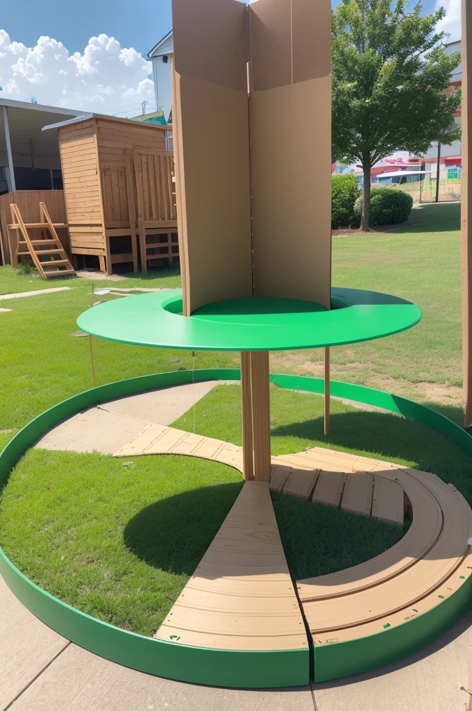 Create a park toy with cardboard with a diameter of 20 cm. Leave a central angle of 90° highlighted and a chord of 15 cm (internal element from figure)