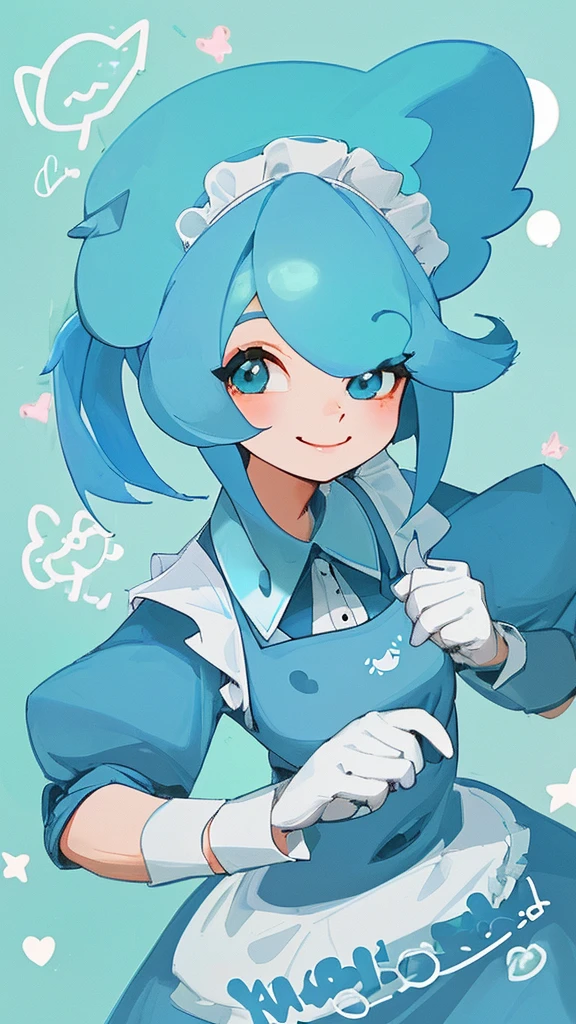 Cute Girls Light Blue Animal Maid Smiling at me