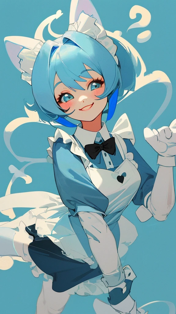 Cute Girls Light Blue Animal Maid Smiling at me