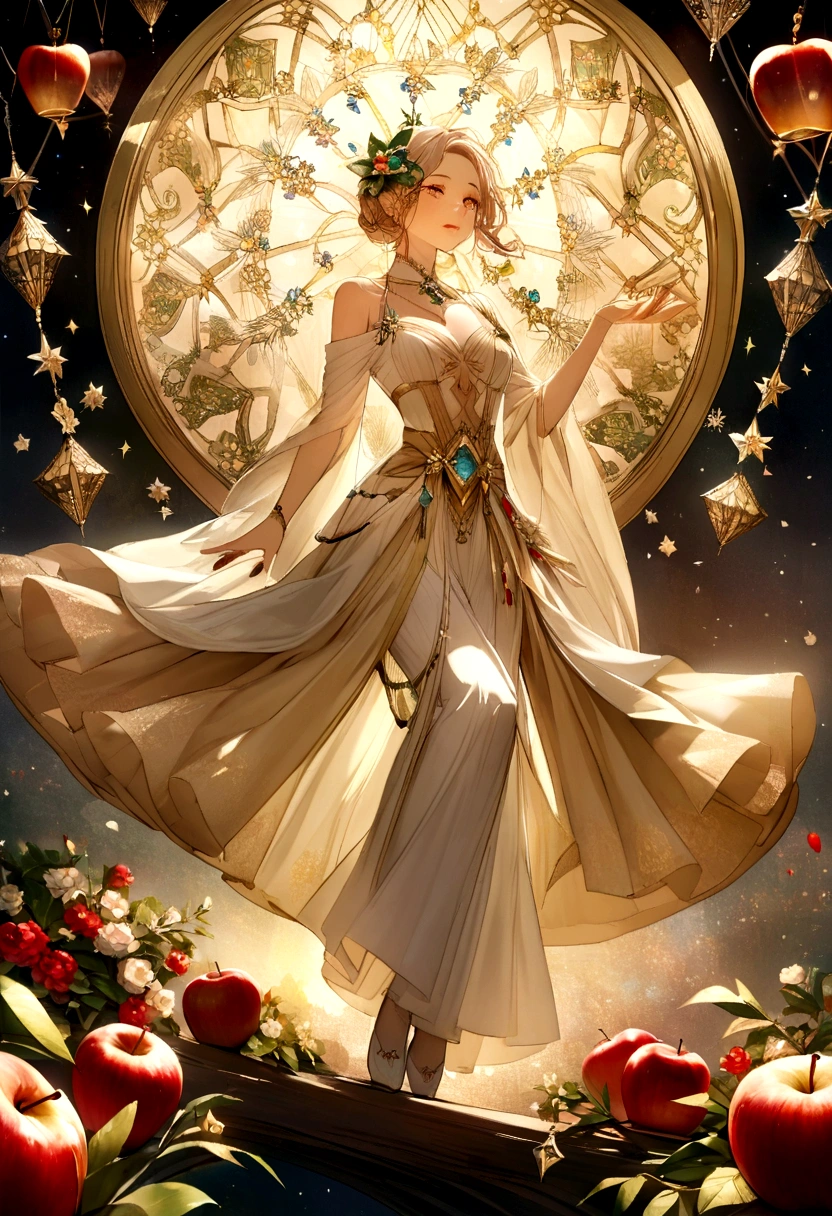 One girl, goddess,flower,gold