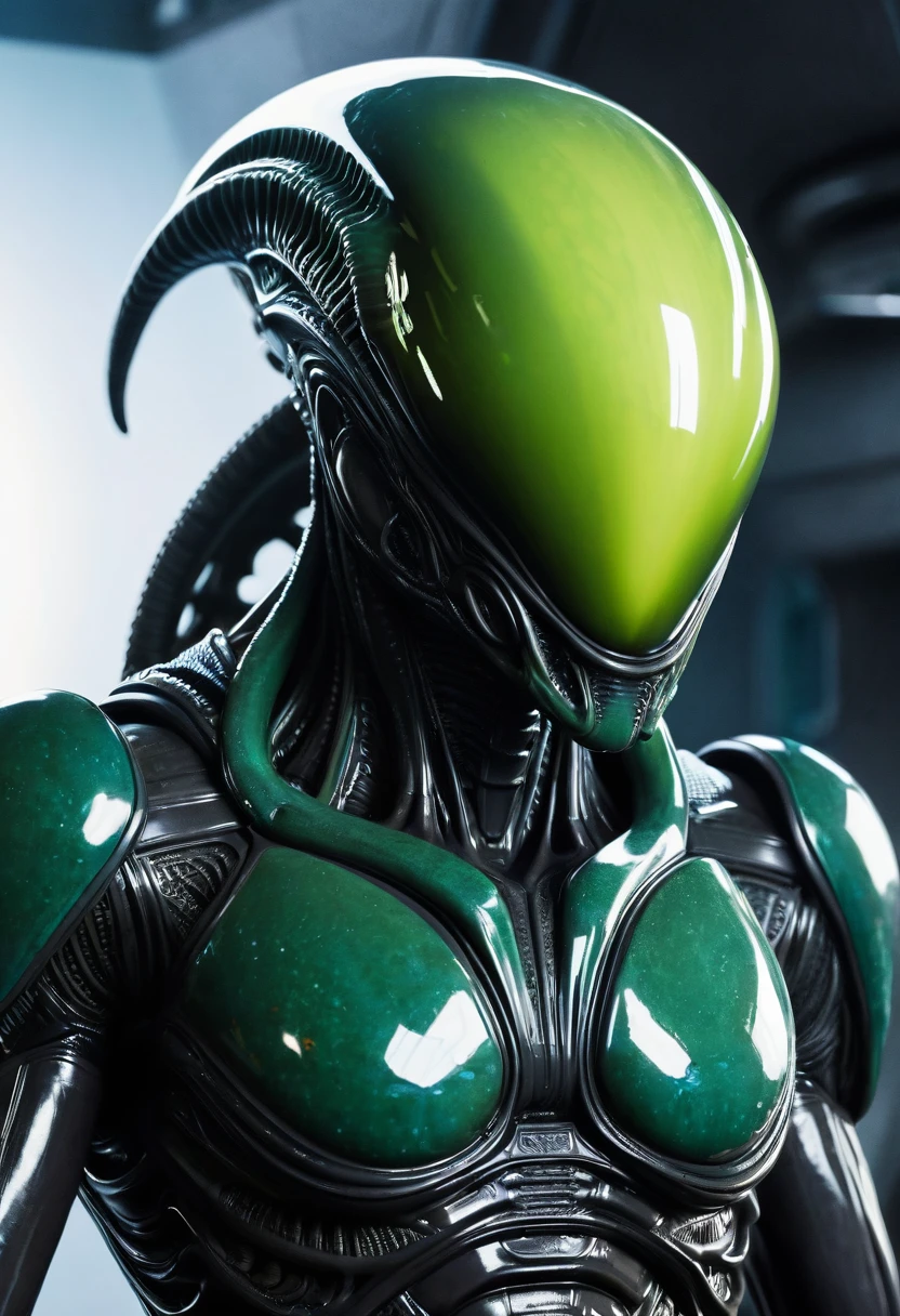 (((Extreme close-up Xenomorph Alien the eighth passenger Fusion Cell Imperfect,(((Front Images))),(((Splash color images)))