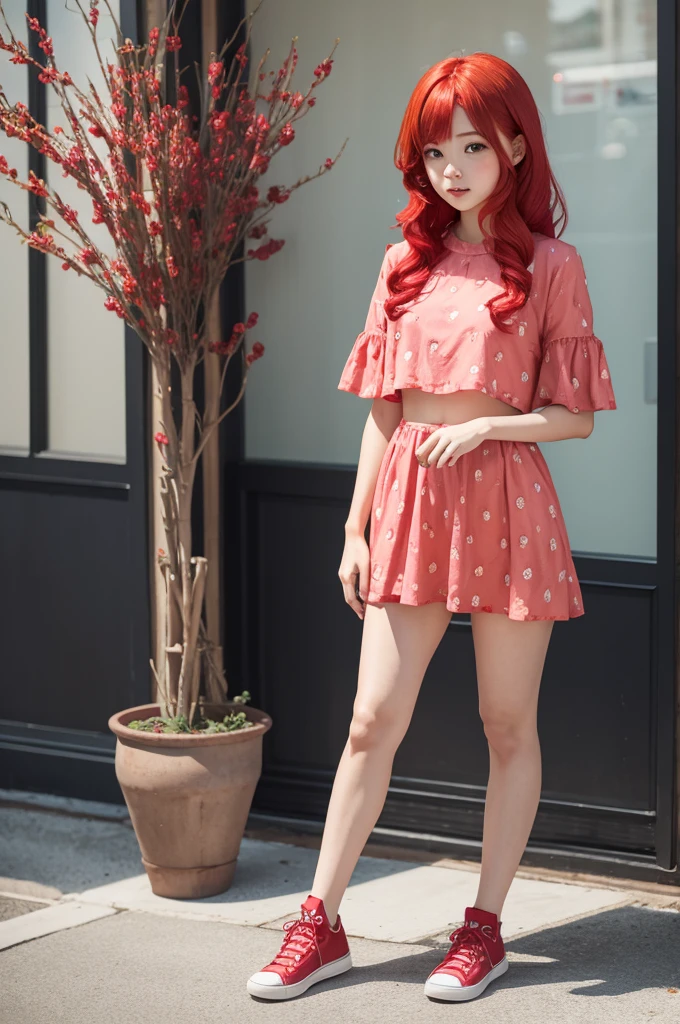 strawberry themed red hair girl character