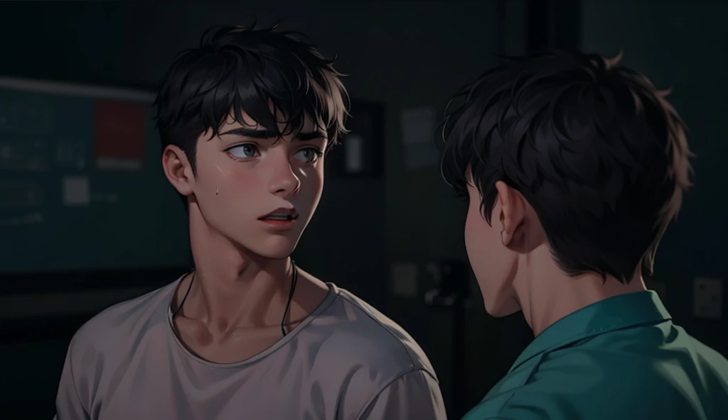 There are two 18-year-old boys who are talking to him, scared, worried, and he says they have to escape.