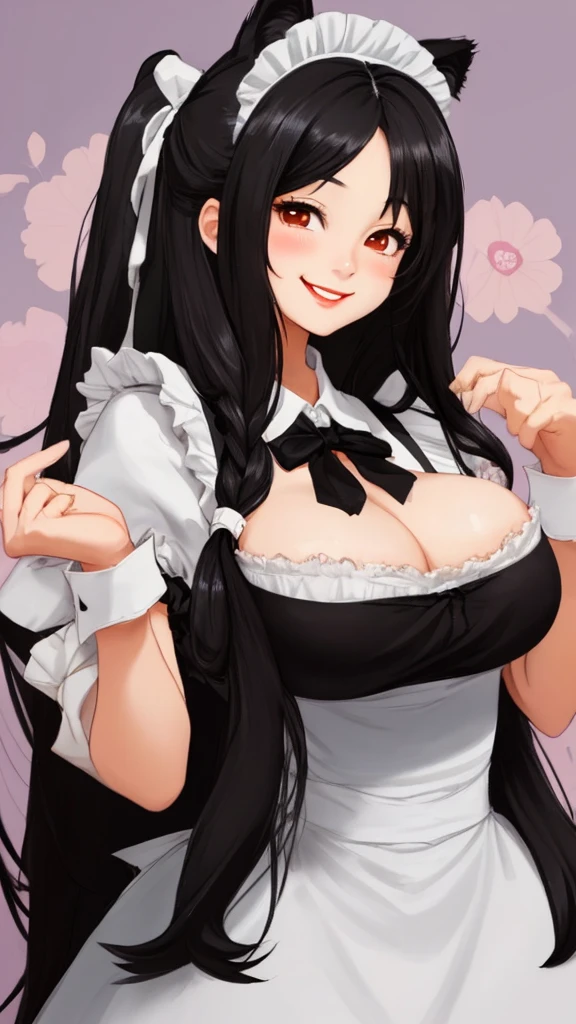 Cute Girls Animal Maid Black Hair Long Hair Smiling at me Big Breasts