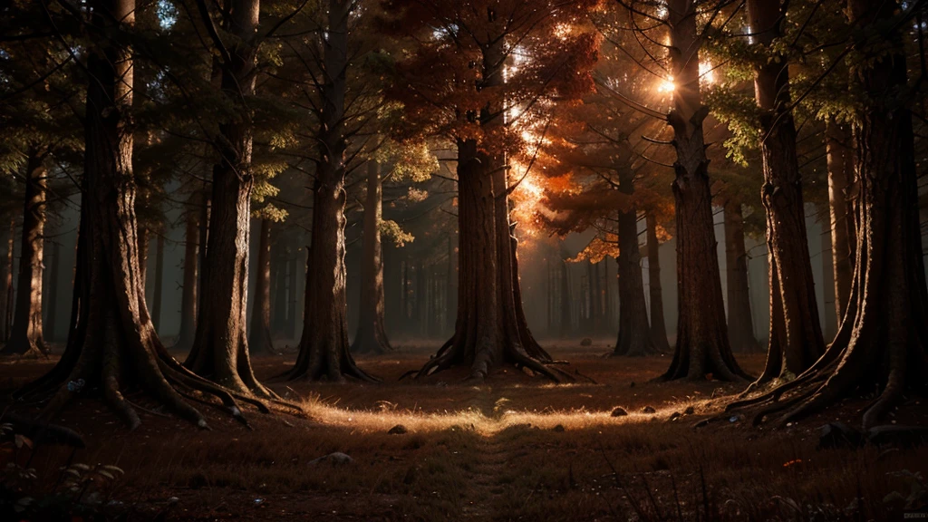 biomechanical alien forest, unknown planet, red - orange atmosphere
