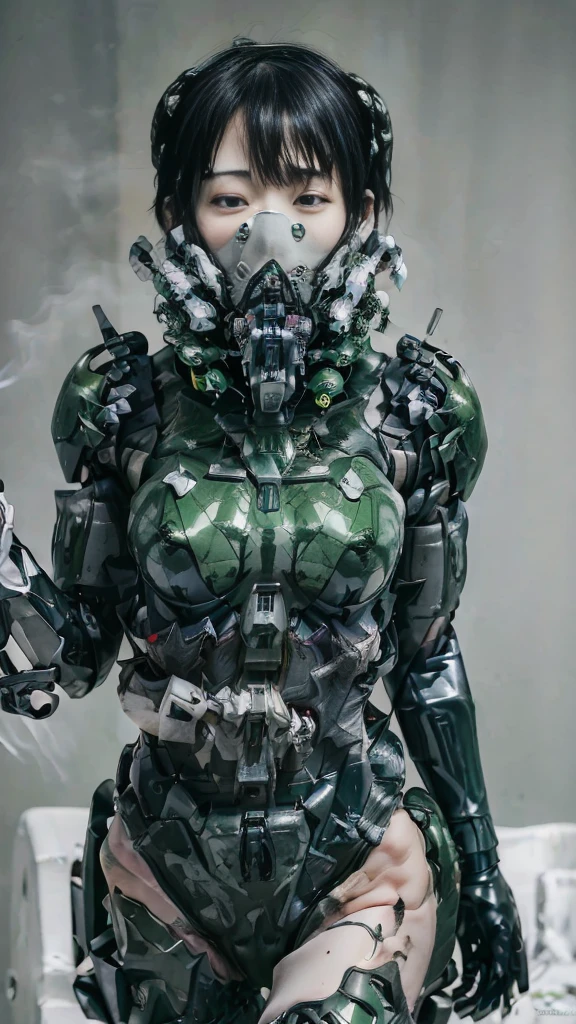 Rough skin, Very detailed, Advanced Details, high quality, 最high quality, High resolution, 1080P 、Bleeding from the wound、Sexy Eyes、Wearing green and black、cute((My whole body is sweating))(Equipped with a battle suit damaged by wounds....)(Dark green armor)(Broken Armor)Black Hair、Chiquita、short hair、Open your mouth、Painful expression、It hurts again、Healthy Skin、40-year-old woman (Steam coming out of the face) ((Steam coming out of the body)) Unable to fight Severe seizures Ordinary face freckles Full-body portrait with no exposed skin