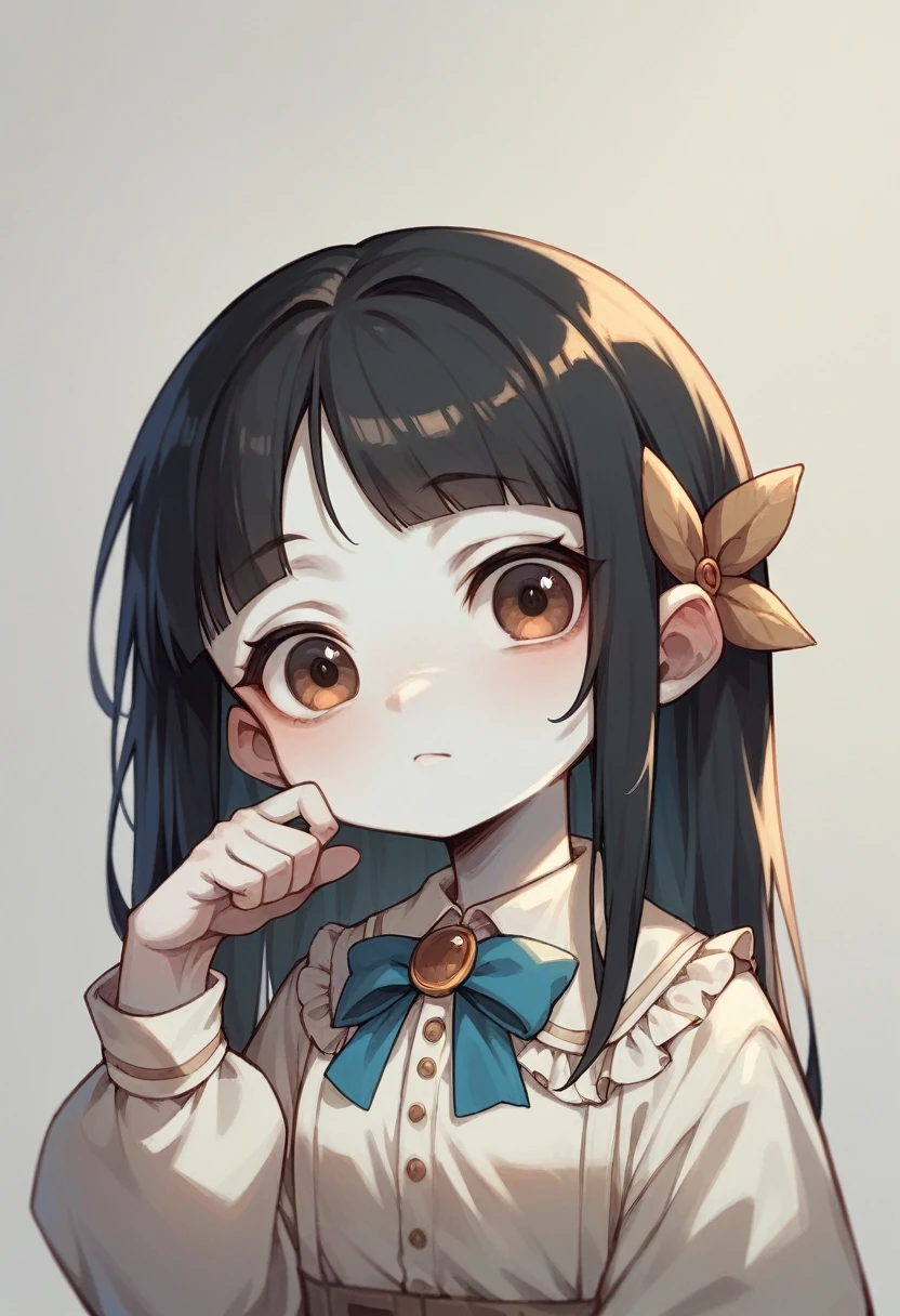 Blythe doll with brown eyes, white skin tone and blue and black hair