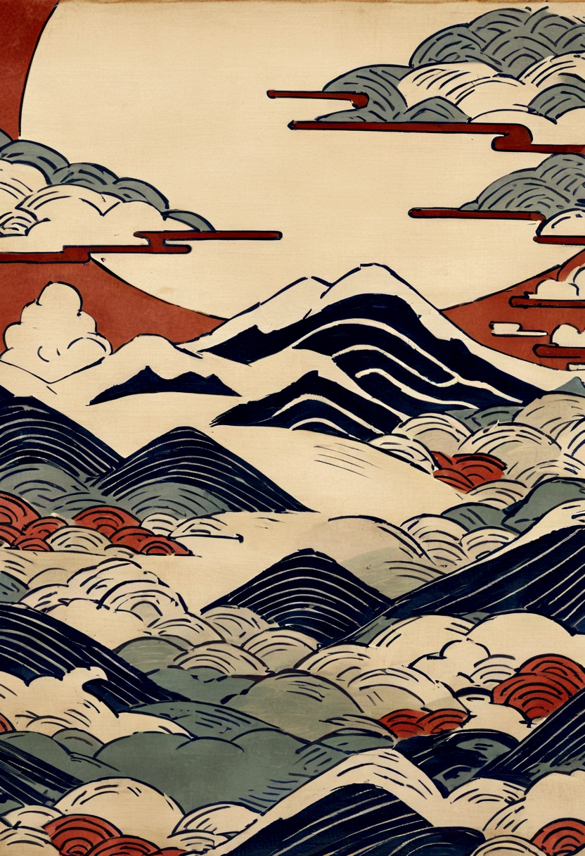 Japanese pattern background Cloud pattern、Characters Don&#39;t、Landscape painting、Japanese painting、Ukiyo-e、pattern、Japanese style wallpaper、