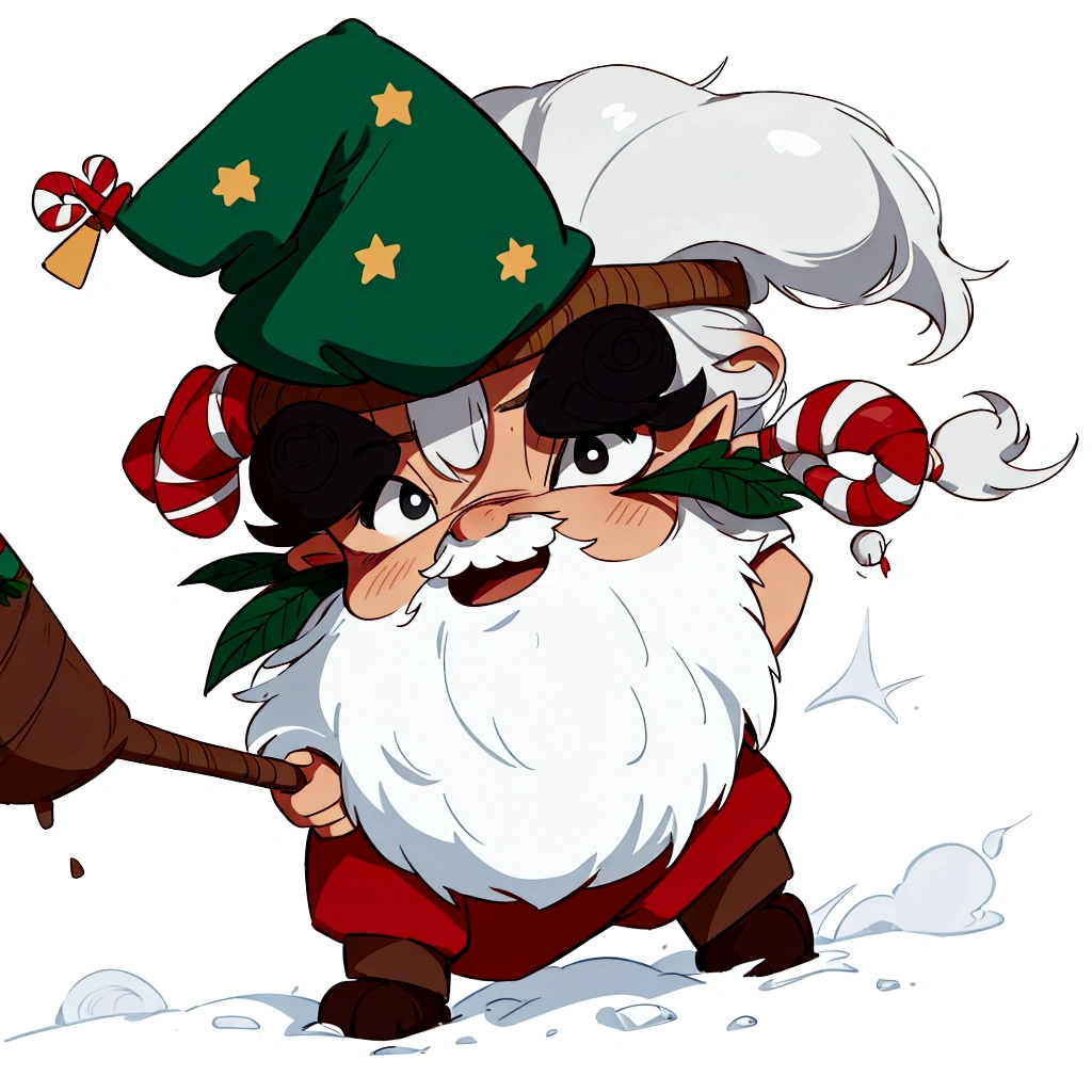 a close up of a cartoon santa claus with a candy cane, etsy, santa, santa claus, an elf, 2 d, 2d, cutie, dwarf with white hair, gnome, elves, santa clause, elf, dwarf, awesome, reddit, ink, 5d, 5 d, elfpunk, chibi, ..', oh, senko-san, k