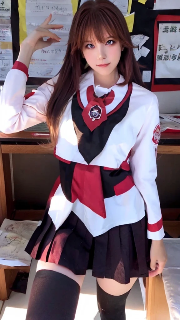 black tights、Thighs、high school girl、ponytail、Black Hair、classroom