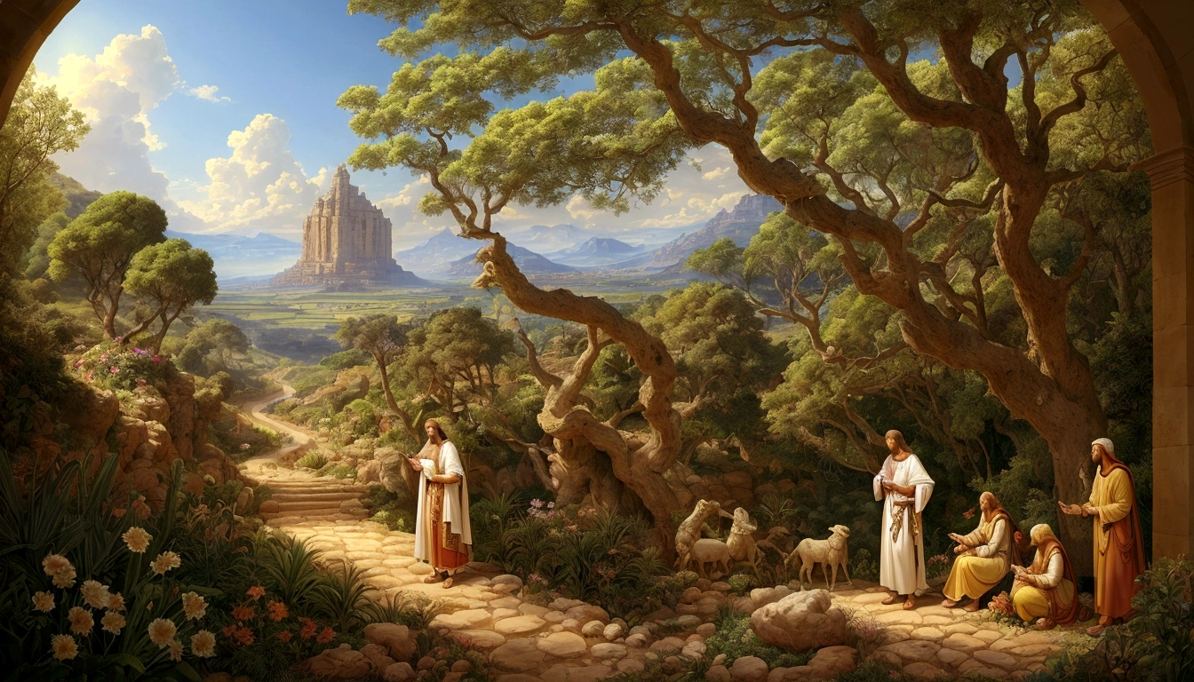 "Welcome to the biblical world ! Join Adam, the first man, in his magnificent Garden of Eden, a blessed and life-filled place where you were created in the image of God. Explore the wonderful biblical illustration of creation and discover the life lessons this timeless story can teach us."