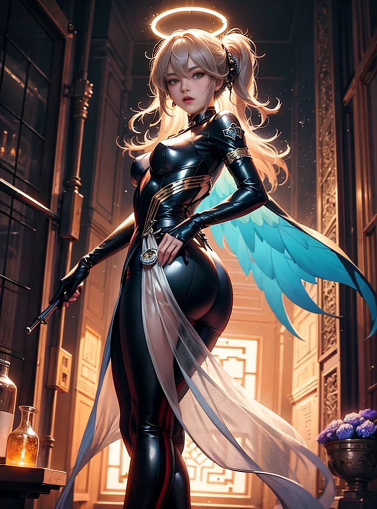 ultra high resolution, solo, blush blush, lion dance, Chinese lion, 1 lady,masterpiece, best quality, Extremely detailed CG unifies 8k wallpapers, Enlightenment, Super detailed, thick hair, White beard hair, big eyes, toucan, fangs, Turn to look at the audience, small butt, hydrangeas, metal clock, (Walking posture:1.3), crazy, Constructivism, Ray tracing, masterpiece, best quality, 8k ,extremely beautiful, avant-garde, cool, halo, wind, glowing eyes, Serious expression, dystopian city, futuristic, Detailed background, Award-winning, neon lights, Popular topics on art sites