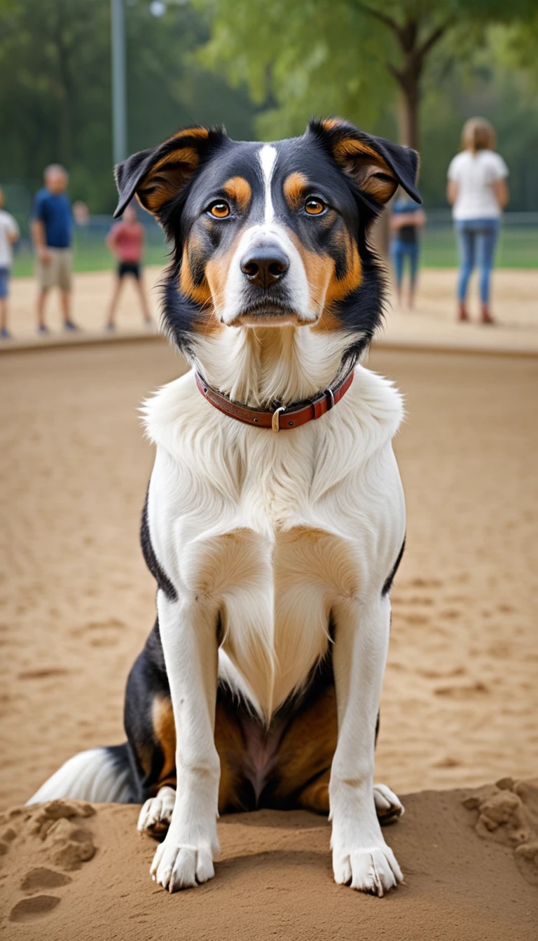 There is no one, realistic photo, photo realism, realism, drever(Drever), perfect composition, intricate details, Very sharp, masterpiece, profile, high resolution, looking at the viewer, Full body photo in the dog park