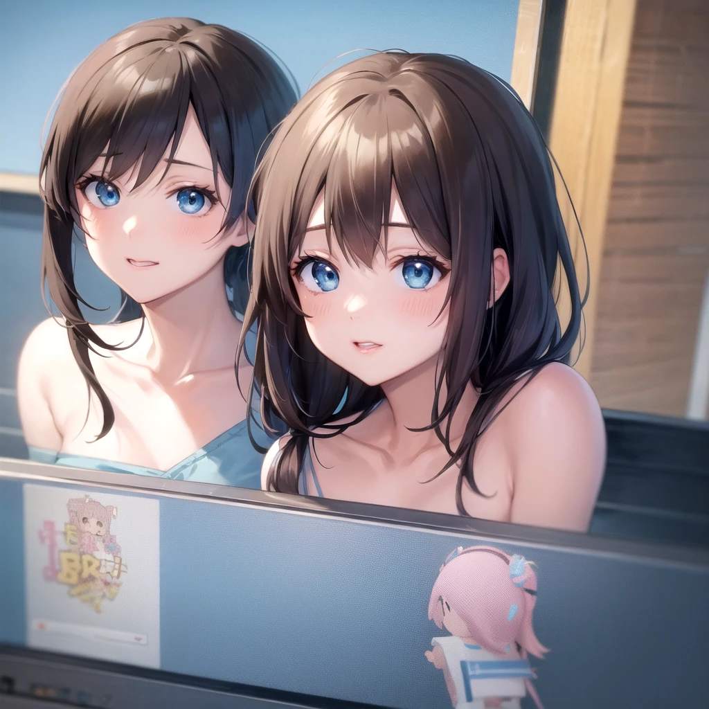 Short brown hair and blue eyes、Anime girl looking at the camera, Cute Anime Girl, Cute girl anime visuals, Cute realistic portrait, Anime Moe Art Style, Smooth anime CG art, Cute Anime Girl portrait, portrait of Cute Anime Girl, Anime Girl Portrait, Cute anime face, Young Anime Girl, Anime Girl Portrait, Cute Anime Girl portraits