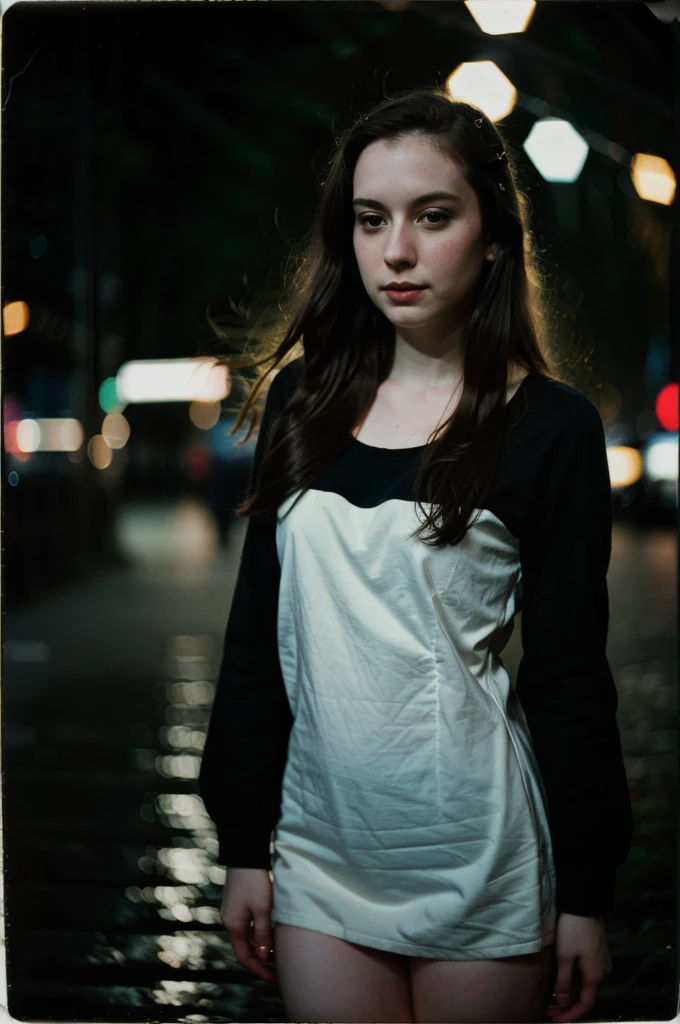 polaroid photo, night photo, photo of 24 y.o beautiful woman, pale skin, bokeh, motion blur